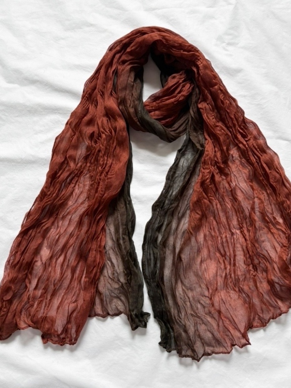 Wrinkle Brown Cotton Scarf, Large Summer Shawl, Soft Wrap, Women Accessories